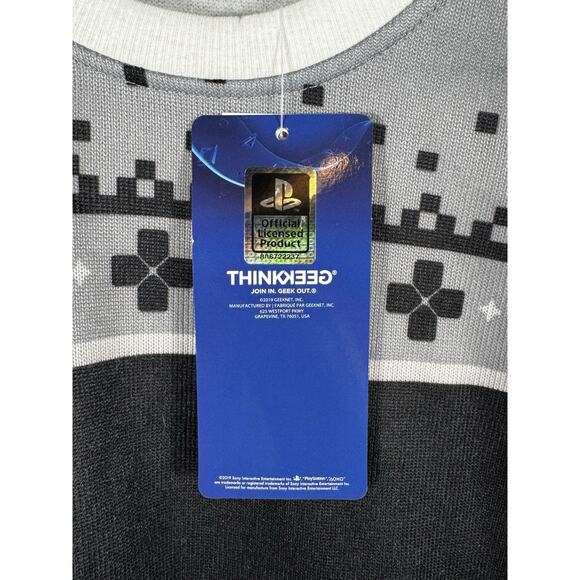 Rare 2019 PlayStation Christmas Ugly Holiday Sweater Mens Large Black Gray PS - Picture 5 of 8